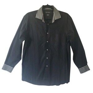 Paul Frederick Black Classic Fit Button Down 15.5 x 32 Long Sleeve Collar Cotton